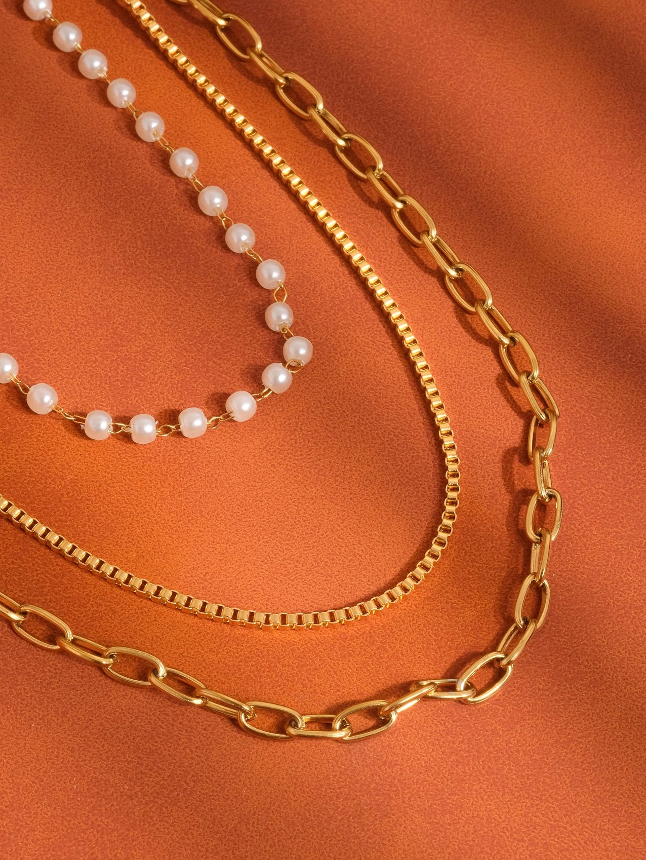 Uma Stacked Pearl and Chain Necklace