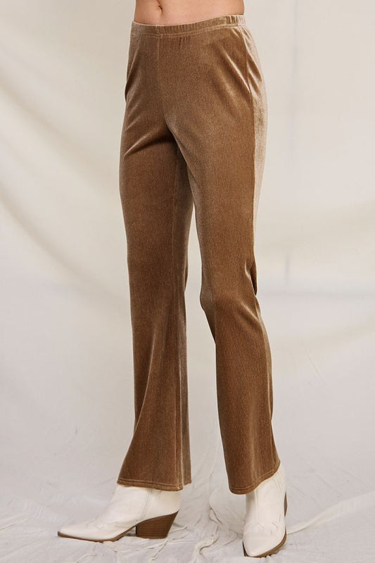 Farrah Velvet Pinstripe Bootcut Pants - Toffee