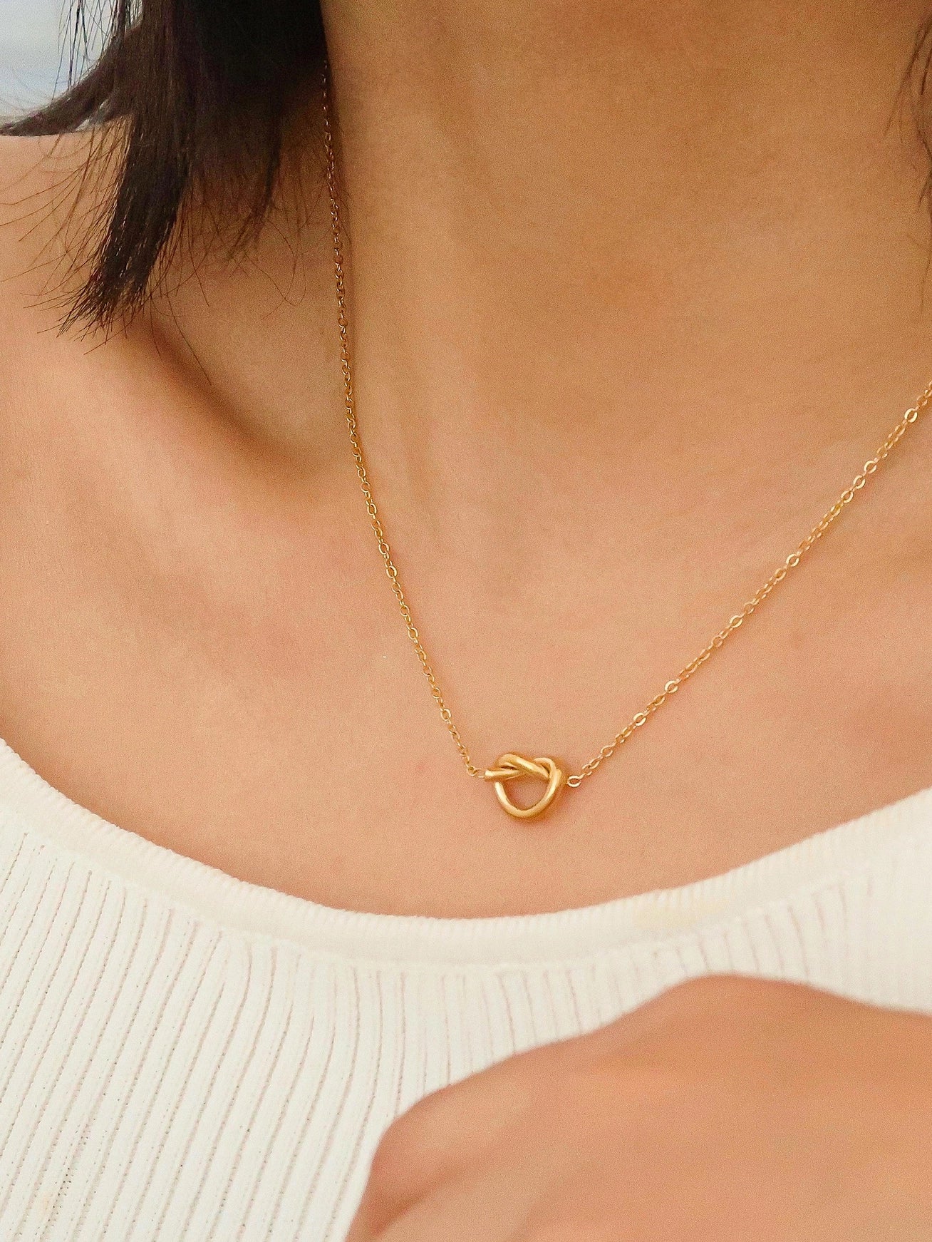 Zen Petite Heart Knot Necklace