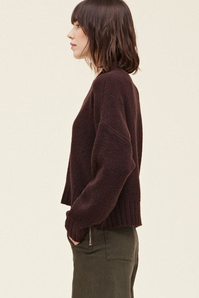 Zoe Cocoon Crewneck Sweater - Mahogany