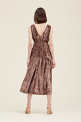 Load image into Gallery viewer, Meryl Smocked Velvet V-Neck Dress - Bark
