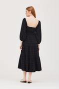 Load image into Gallery viewer, Amelia Square Neck Tiered Midi Dress - Black
