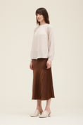 Load image into Gallery viewer, Evelyn Satin Bias Slip Midi Skirt - Cacao
