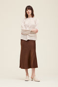 Load image into Gallery viewer, Evelyn Satin Bias Slip Midi Skirt - Cacao
